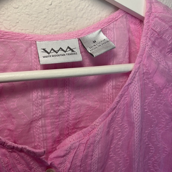 VINTAGE White Mountain Pink Button Cotton Cottage Boho Blouse medium - Picture 2 of 5